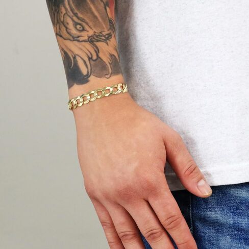 Nuragold 10k Yellow Gold 10mm Solid Cuban Curb Link Chain Bracelet, Mens Jewelry 7" 7.5" 8" 8.5" 9" in Saudi Arabia