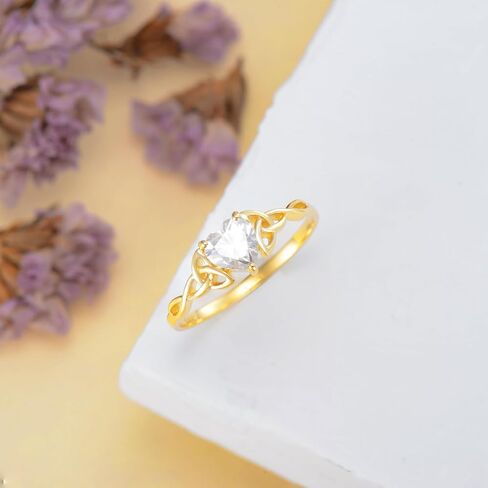 SISGEM Solid 14K Gold Moissanite Celtic Knot Heart Ring for Women,Real Gold Promise Ring Wedding Bands Ring Engagement Ring Jewelry Gifts For Mon Wife Valentine's Day Anniversary Birthday,Size 7 in Saudi Arabia
