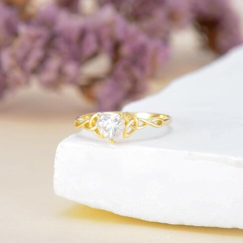 SISGEM Solid 14K Gold Moissanite Celtic Knot Heart Ring for Women,Real Gold Promise Ring Wedding Bands Ring Engagement Ring Jewelry Gifts For Mon Wife Valentine's Day Anniversary Birthday,Size 7 in Saudi Arabia