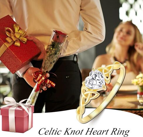 SISGEM Solid 14K Gold Moissanite Celtic Knot Heart Ring for Women,Real Gold Promise Ring Wedding Bands Ring Engagement Ring Jewelry Gifts For Mon Wife Valentine's Day Anniversary Birthday,Size 7 in Saudi Arabia