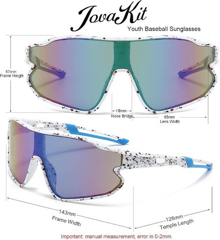 JOVAKIT Kids Baseball Sunglasses for Boys Girls Age 6-16, Youth Baseball Sun Glasses UV400 Sports Cycling Shades in Saudi Arabia