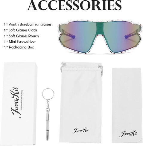 JOVAKIT Kids Baseball Sunglasses for Boys Girls Age 6-16, Youth Baseball Sun Glasses UV400 Sports Cycling Shades in Saudi Arabia