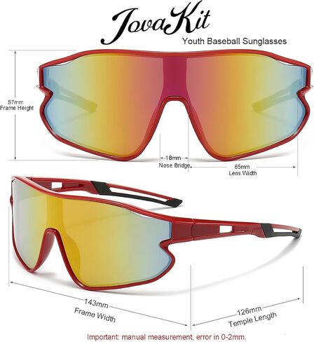 JOVAKIT Kids Baseball Sunglasses for Boys Girls Age 6-16, Youth Baseball Sun Glasses UV400 Sports Cycling Shades in Saudi Arabia