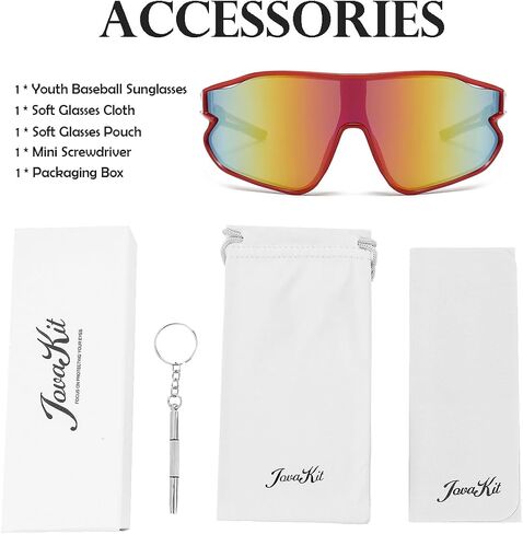 JOVAKIT Kids Baseball Sunglasses for Boys Girls Age 6-16, Youth Baseball Sun Glasses UV400 Sports Cycling Shades in Saudi Arabia