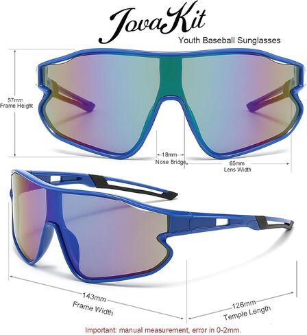 JOVAKIT Kids Baseball Sunglasses for Boys Girls Age 6-16, Youth Baseball Sun Glasses UV400 Sports Cycling Shades in Saudi Arabia
