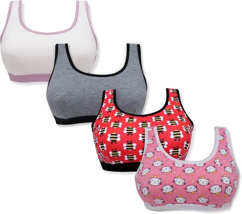 حمالة صدر للتدريب من القطن للفتيات من DChica للمبتدئين للمراهقين - عبوة من 4 قطع in Kuwait