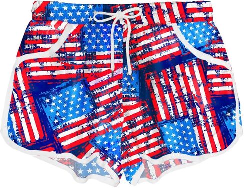 Deerose Women Summer Board Shorts Hawaiian Tropical Print Beach Swim Shorts with Pockets in Saudi Arabia