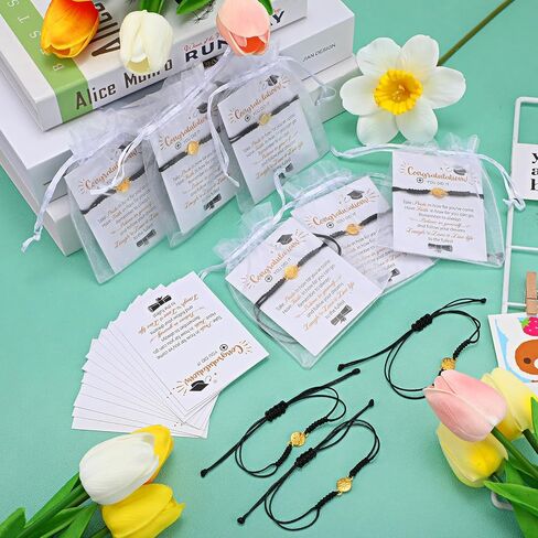 Sureio 60 Pcs 2024 Graduation Bracelet Set 20 Compass Bracelets 20 Graduation Cards 20 Organza Bags College Graduation Gifts in Saudi Arabia