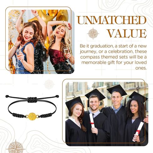 Sureio 60 Pcs 2024 Graduation Bracelet Set 20 Compass Bracelets 20 Graduation Cards 20 Organza Bags College Graduation Gifts in Saudi Arabia