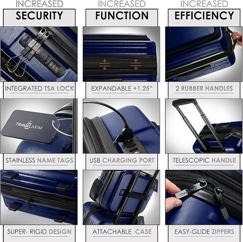Hard Shell Luggage Sets with Spinner Wheels 4 Piece, Expandable Large Suitcases with TSA Lock, Travel Large Suitcase Set, Black Luggage Set in Saudi Arabia