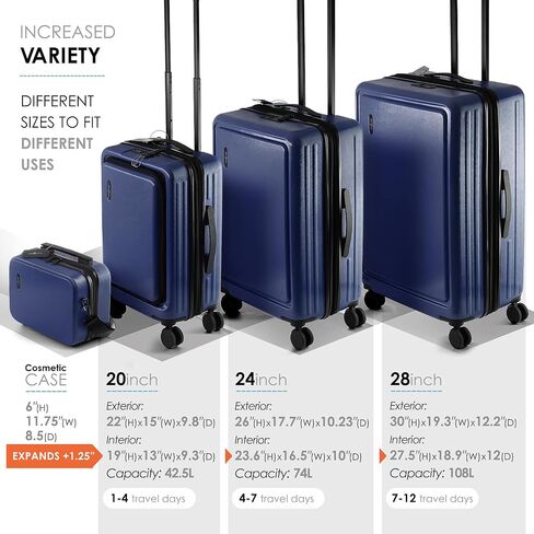 Hard Shell Luggage Sets with Spinner Wheels 4 Piece, Expandable Large Suitcases with TSA Lock, Travel Large Suitcase Set, Black Luggage Set in Saudi Arabia