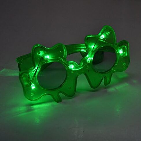 الماموث الكهربائي زوج واحد من نظارات شامروك LED لعيد القديس باتريك باللون الأخضر وإضاءة وامضة للحفلات in Kuwait