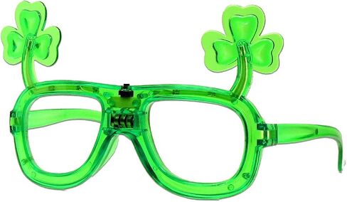 The Electric Mammoth 1 Pair LED St. Patrick's Day Shamrock Glasses Green Light Up Flashing Party Accessory in Saudi Arabia