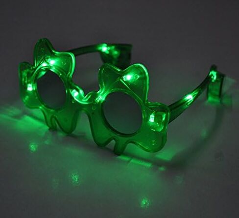 الماموث الكهربائي زوج واحد من نظارات شامروك LED لعيد القديس باتريك باللون الأخضر وإضاءة وامضة للحفلات in Kuwait