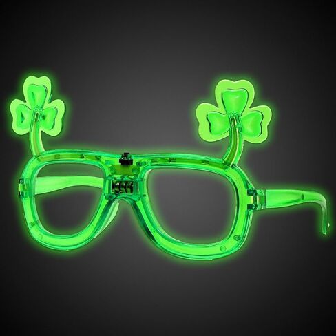 The Electric Mammoth 1 Pair LED St. Patrick's Day Shamrock Glasses Green Light Up Flashing Party Accessory in Saudi Arabia