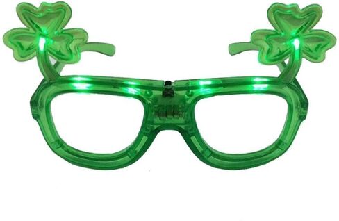 The Electric Mammoth 1 Pair LED St. Patrick's Day Shamrock Glasses Green Light Up Flashing Party Accessory in Saudi Arabia