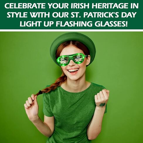 The Electric Mammoth 1 Pair LED St. Patrick's Day Shamrock Glasses Green Light Up Flashing Party Accessory in Saudi Arabia