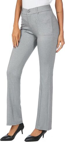 iChosy Women's High Waist Stretchy Bootcut Dress Work Slacks Pants with Pockets in Kuwait