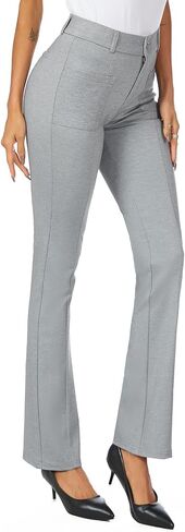 iChosy Women's High Waist Stretchy Bootcut Dress Work Slacks Pants with Pockets in Kuwait