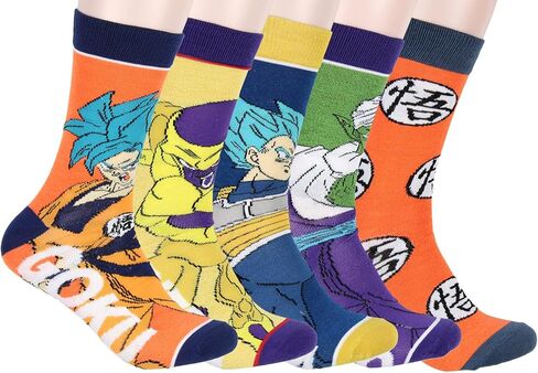 Dragon Ball Z Character Socks Goku Vegeta Frieza Piccolo 5 Pack Adult Crew Socks in Kuwait