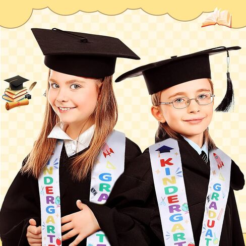 24 Pieces Preschool Printed Graduation Stole Unisex Kindergarten Graduate Printed Sash Satin Graduation Sash Honor Stole Scarf for Kids in Saudi Arabia