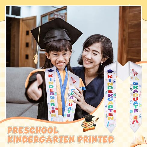 24 Pieces Preschool Printed Graduation Stole Unisex Kindergarten Graduate Printed Sash Satin Graduation Sash Honor Stole Scarf for Kids in Saudi Arabia