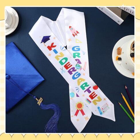 24 Pieces Preschool Printed Graduation Stole Unisex Kindergarten Graduate Printed Sash Satin Graduation Sash Honor Stole Scarf for Kids in Saudi Arabia
