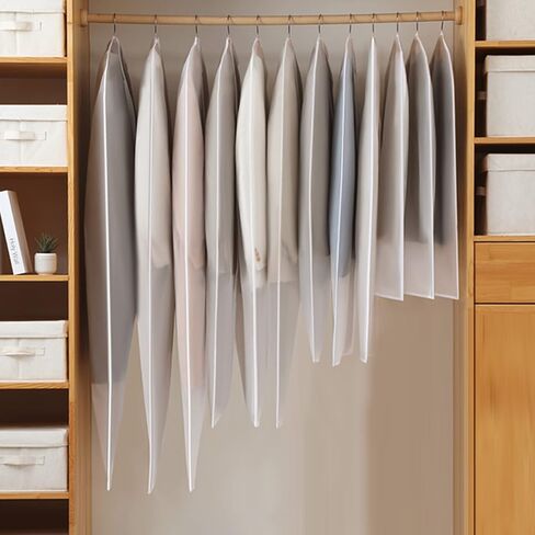 حقيبة ملابس معلقة من بيربر، حقائب بدلات خفيفة الوزن بسحاب كامل (مجموعة من 10) أكياس ملابس شفافة، أغطية ملابس PEVA لتخزين الملابس في الخزانة - 24 بوصة × 48 بوصة/10 عبوات in Kuwait