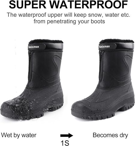 أحذية ثلج للرجال أحذية شتوية دافئة مقاومة للماء أحذية عازلة عصرية مضادة للانزلاق باللون الأسود in Kuwait