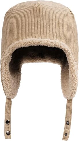 Clakllie Corduroy Trapper Trooper Hats for Skiing Ushanka Russian Caps with Ear Flaps Snow Eskimo Hats Warm Winter Cap in Kuwait