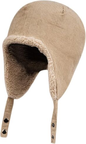 Clakllie Corduroy Trapper Trooper Hats for Skiing Ushanka Russian Caps with Ear Flaps Snow Eskimo Hats Warm Winter Cap in Kuwait