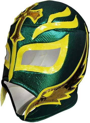 REY MISTERIO Lucha Libre Wrestling Mask (PRO - Fit) Green, Yellow & Golden Colors - Costume Wear by Make It Count in Saudi Arabia