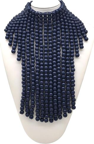 Statement African Jewelry Chunky Colorful Wood Beaded Necklaces For Women Strands Big Bib Choker Collar Multi Color Layered Cluster Tassel Wooden Bead Necklace Handmade Fashion Costume Accessories in Saudi Arabia
