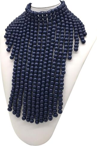 Statement African Jewelry Chunky Colorful Wood Beaded Necklaces For Women Strands Big Bib Choker Collar Multi Color Layered Cluster Tassel Wooden Bead Necklace Handmade Fashion Costume Accessories in Saudi Arabia