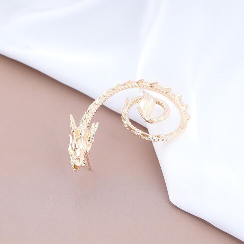 Allereyae Vintage Dragon Ear Cuff Wrap Earrings Flying Dragon Ear Climber Earrings Ancient Dragon Cartilage Ear Clip Earrings Gold Dragon Wrap Around Earrings Jewelry for Women and Girls (Gold) in Saudi Arabia