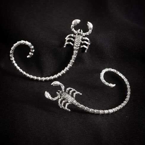 Jumwrit Vintage Silver Scorpion Ear Cuffs Earrings Gothic Punk Wrap Cartilage Crawler Climber Stud Earrings Statement Fantasy Halloween Cosplay Earrings for Women Girls, Zinc, alloy in Saudi Arabia