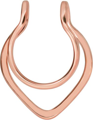 Fake Septum Ring Double V Hoop Fale Nose Earring Cuff Clip on Stud no Piercing Needed Faux Body Jewelry Gold/Silver/Rose Gold in Saudi Arabia