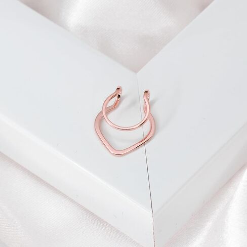 Fake Septum Ring Double V Hoop Fale Nose Earring Cuff Clip on Stud no Piercing Needed Faux Body Jewelry Gold/Silver/Rose Gold in Saudi Arabia