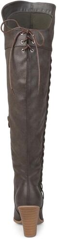 Journee Collection Womens Regular and Wide Calf Faux Lace-up Distressed Over-the-knee Boots in Kuwait
