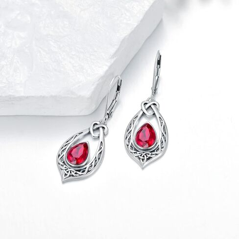 AOBOCO 925 Sterling Silver Celtic Knot Necklace and Earrings Jewelry Set with Red Crystal from Austria in Saudi Arabia