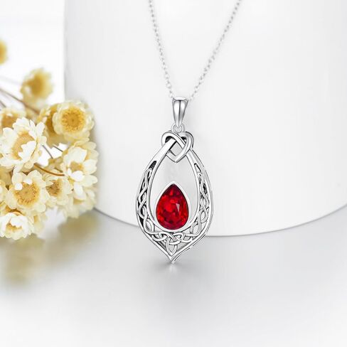 AOBOCO 925 Sterling Silver Celtic Knot Necklace and Earrings Jewelry Set with Red Crystal from Austria in Saudi Arabia