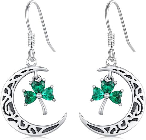 JUSTKIDSTOY St Patricks Day Earrings Gifts 925 Sterling Silver Four Leaf Clover Shamrock Earrings Irish Jewelry for Women Girls in Kuwait