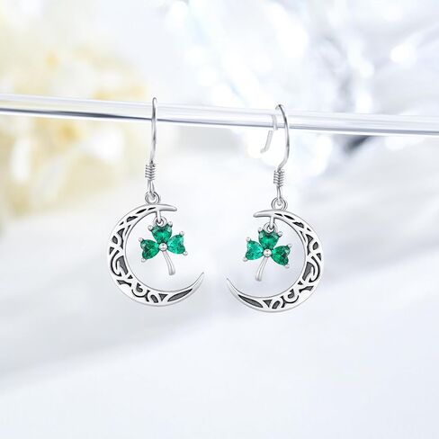 JUSTKIDSTOY St Patricks Day Earrings Gifts 925 Sterling Silver Four Leaf Clover Shamrock Earrings Irish Jewelry for Women Girls in Kuwait