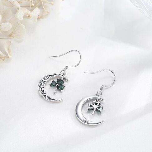 JUSTKIDSTOY St Patricks Day Earrings Gifts 925 Sterling Silver Four Leaf Clover Shamrock Earrings Irish Jewelry for Women Girls in Kuwait