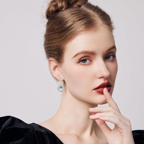 JUSTKIDSTOY St Patricks Day Earrings Gifts 925 Sterling Silver Four Leaf Clover Shamrock Earrings Irish Jewelry for Women Girls in Kuwait