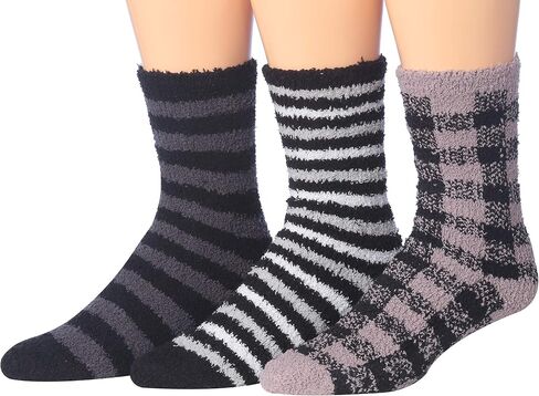 JAMES FIALLO Men's 3-Pairs Cozy Microfiber Anti-Skid Soft Fuzzy Crew Socks in Kuwait