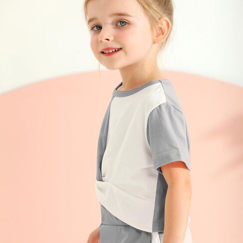 Girls Clothing Sets Tie Twist Short Sleeve T-Shirt Pant Casual Suit Little Girl Summer Tops Sweatpants Outfits 3-10Y in Saudi Arabia