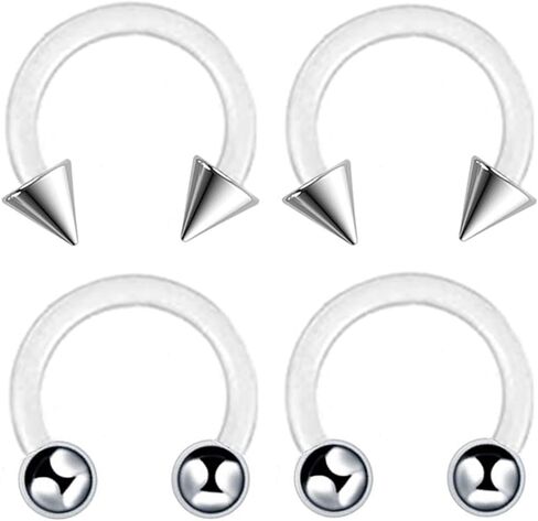 12pc 16g Acrylic Horseshoe Nose Septum Lip CZ Crystal Ball Hoop Bar Ring Ear Body Piercing Retainer in Saudi Arabia