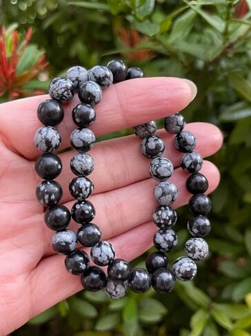 Natural Gemstone Black Snowflake Stone Bracelet 8mm in Saudi Arabia