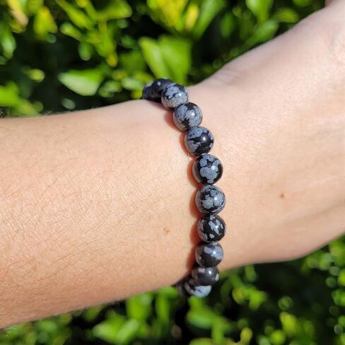 Natural Gemstone Black Snowflake Stone Bracelet 8mm in Saudi Arabia